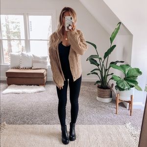 Chunky Cable Knit Cardigan - bubble sleeves